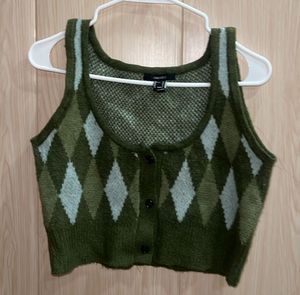 Argyle Knit Crop Top