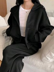 Imported Black Zip-Up Hoodie