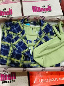 Kids Plaid Jacket & Top Set