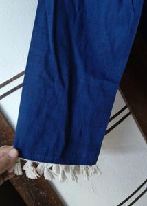 Embroidered Blue Cotton Kurta