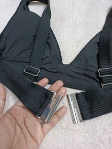 Ribbed Black Bikini Top