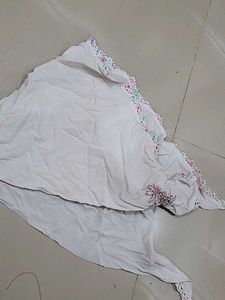 Elegant White Scaffe with Floral Border