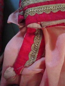 Elegant Peach saree with Red Border