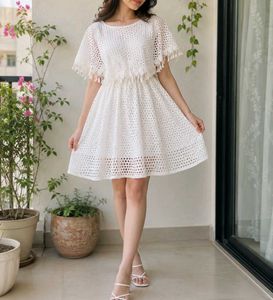 Elegant White Crochet Summer Dress