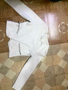 White Blazer with Zipper Detail