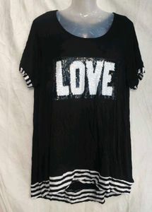 I. Black "LOVE" Sequin T-Shirt