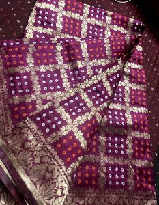 Elegant Burgundy Saree with Golden Motifs