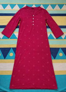 Women's Magenta Printed Straight Kurta