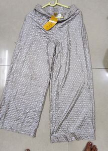 Grey Silver Motif Printed Palazzo