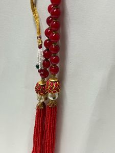 Elegant Red and Pearl Beaded Necklace