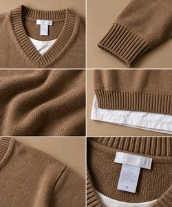 BROWN V-NECK KNIT SWEATER