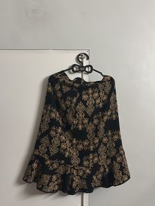 Black & Gold Damask Print Skirt