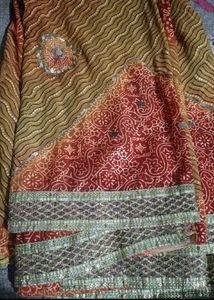 Beautiful Bandhani Saree with Embellishments