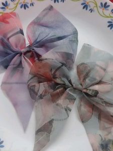 Floral Print Hair Bows (Set of 2)