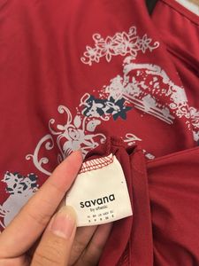 Cute Red Layered T-Shirt with Graphic Print