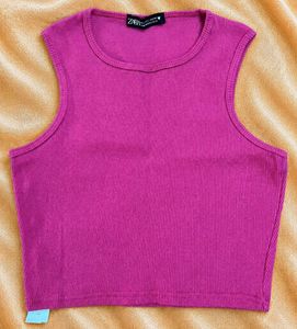 ZARA pink crop tank top