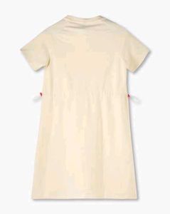 Cream T-Shirt Dress with Pink Text LR-91