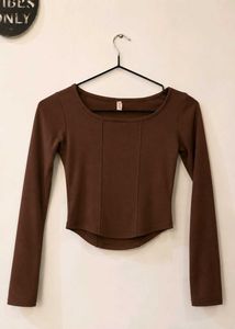🤎Chocolate Brown Ribbed Long Sleeve Top🤎
