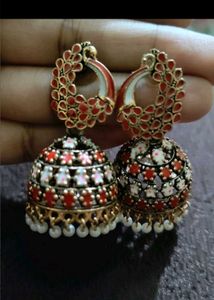 Red and Pink Jhumka Earrings Combo