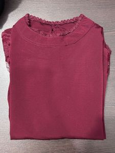 Elegant Burgundy Lace Trim Top