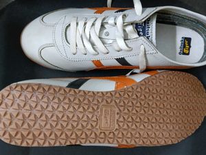 Asics Onitsuka Tiger White &amp; Orange Sneakers
