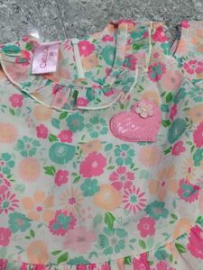 cute denim set &amp;floral soft georgette frock