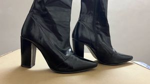 Black Faux Leather Ankle Boots