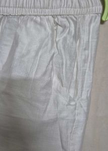 White Cotton Silk Pants
