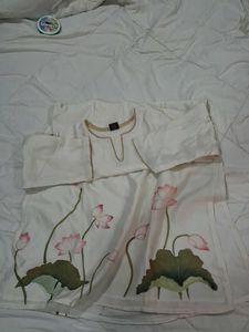 Hand-Painted Lotus Kurta