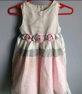 White Nd Baby Pink Combination Girl Frocks