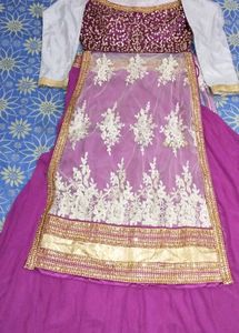 Elegant Purple & Gold Embroidered Lehenga Choli