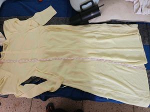 Elegant Yellow Puff Sleeve Midi Dress