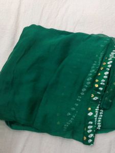 Elegant Green Bandhani Wrap Dress
