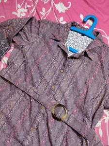 Embroidered Ethnic Kurta with Belt