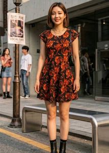 Korean style Chic Sleeveless Printed Mini Dress