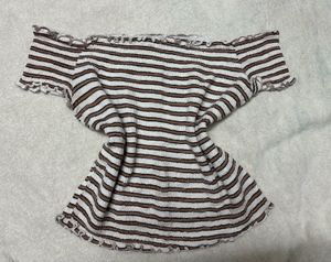 Off-Shoulder Striped Smocked Top