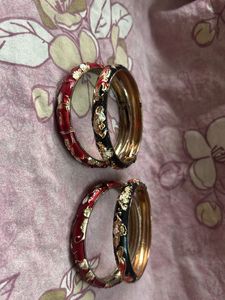 Boho Chic Enamel Bangles (Set of 4)