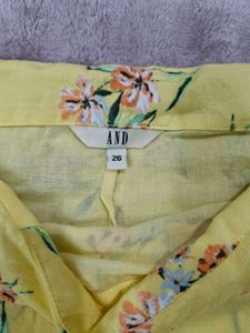 Yellow Floral Print Ruffle Skirt