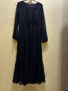 Elegant Black Ruffled Maxi Dress