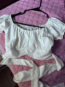 Chic White Off-Shoulder Crop Top