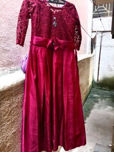 Elegant Maroon Lace Gown