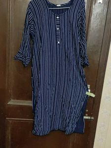 Striped Navy Blue Kurta