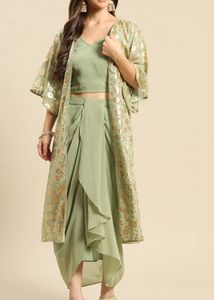 Stylish Green Ethnic Skirt Set