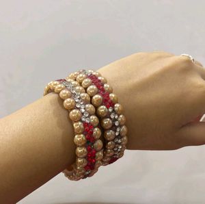 Exquisite Pearl & Crystal Bangles
