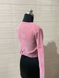 Pintresty 🌸Pink Button-Up Cropped Cardigan