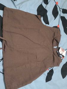 Brown Sleeveless Top with Tie Detail