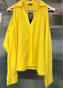 Vibrant Yellow Cold Shoulder Blouse 💛