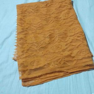 Elegant Orange Lace Dupatta