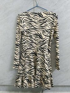 H&amp;M tiger print wrap around dress