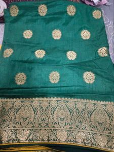 Elegant Green Silk Saree with Gold Weave